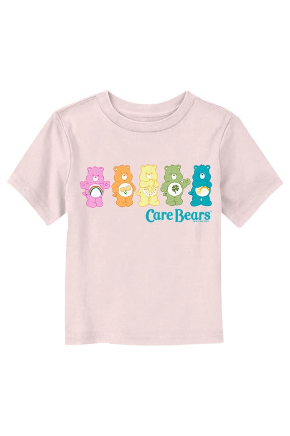 Toddler's Care Bears Colorful Logo Line Up Graphic Tee Light Pink 5T