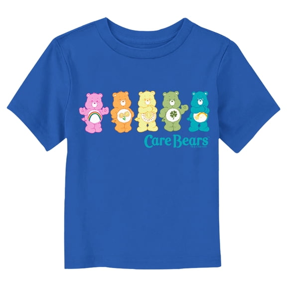 Toddler's Care Bears Colorful Logo Line Up  Graphic Tee Royal Blue 3T