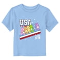 thumbnail image 1 of Toddler's Care Bears Fourth of July USA 1776 Rainbow Graphic Tee Light Blue 5T, 1 of 3
