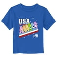 thumbnail image 1 of Toddler's Care Bears Fourth of July USA 1776 Rainbow Graphic Tee Royal Blue 2T, 1 of 3