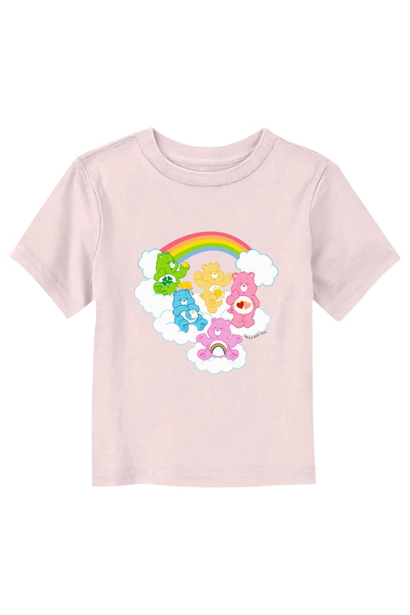 Toddler's Care Bears Rainbow Clouds Party Graphic Tee Light Pink 5T