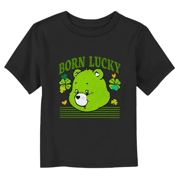 Toddler's Care Bears St. Patrick's Day Good Luck Bear Clover Graphic Tee Black 4T