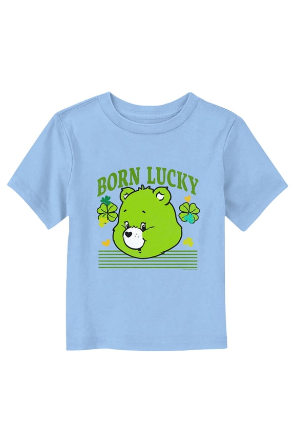 Toddler's Care Bears St. Patrick's Day Good Luck Bear Clover Graphic Tee Light Blue 2T