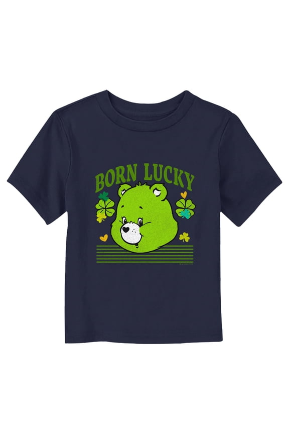 Toddler's Care Bears St. Patrick's Day Good Luck Bear Clover Graphic Tee Navy Blue 3T