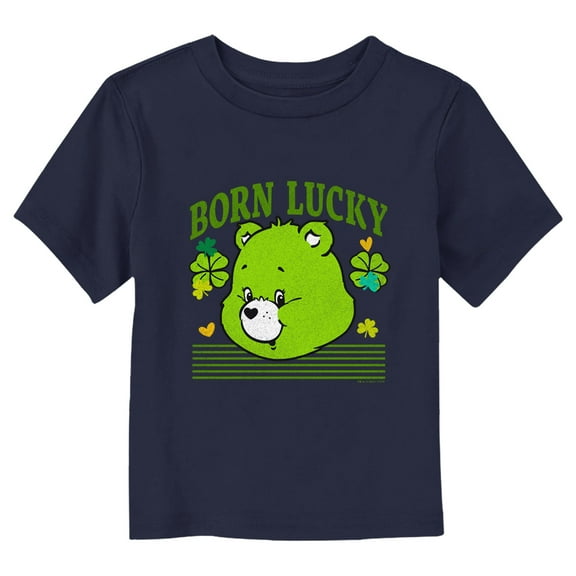 Toddler's Care Bears St. Patrick's Day Good Luck Bear Clover  Graphic Tee Navy Blue 5T