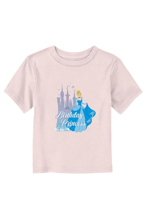 Toddler's Cinderella Birthday Princess Castle Graphic Tee Light Pink 4T