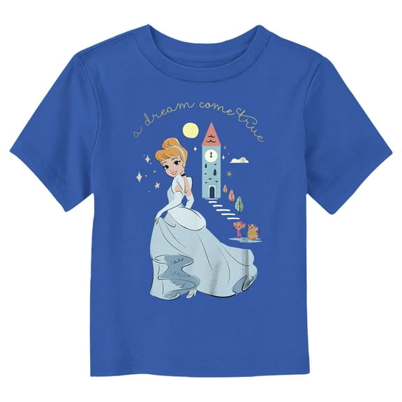 Toddler's Cinderella Dream Come True Quote Graphic Tee Royal Blue 3T