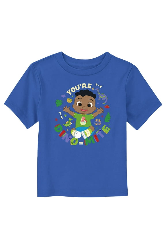 Toddler's CoComelon Cody You're Dino-Mite Graphic Tee Royal Blue 4T