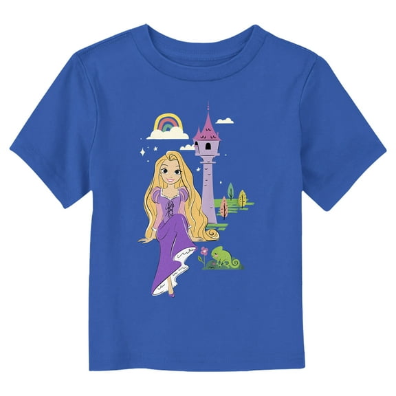Toddler's Disney Rapunzel and Pascal Tower Graphic Tee Royal Blue 2T