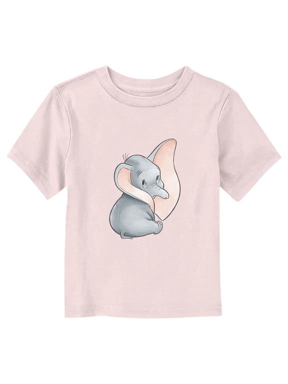 Toddler's Dumbo Cute Elephant Ears Graphic Tee Light Pink 4T
