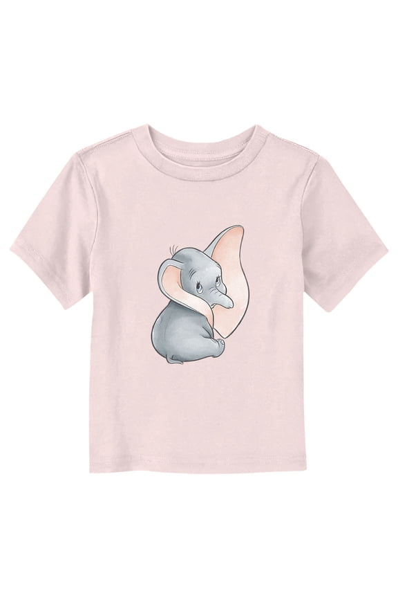 Toddler's Dumbo Cute Elephant Ears Graphic Tee Light Pink 4T