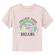 Toddlers Dumbo Follow Your Dreams Soaring Elephant Graphic Tee Light Pink 4T