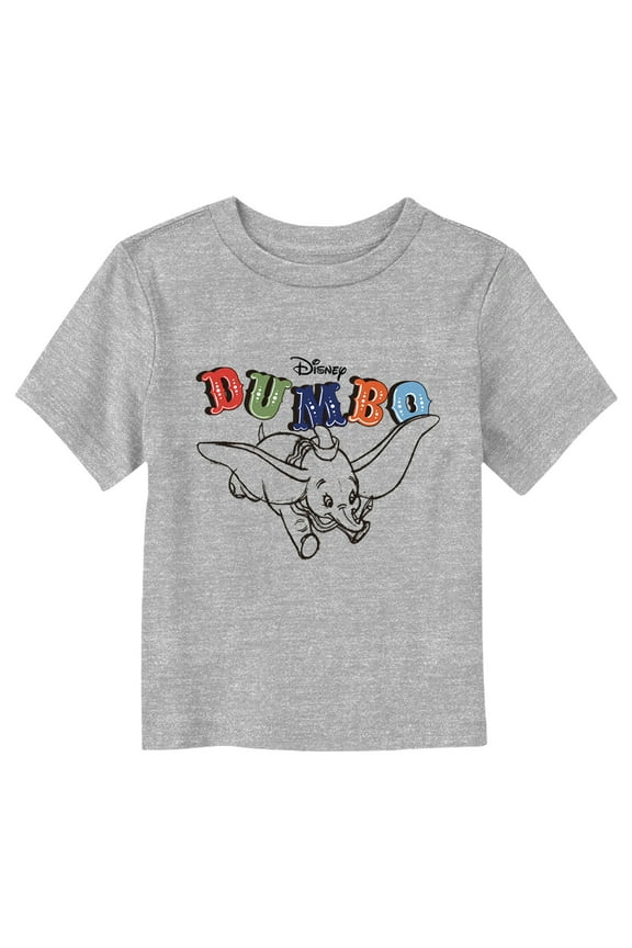 Toddler's Dumbo Soaring Elephant Retro Logo Graphic Tee Athletic Heather 3T