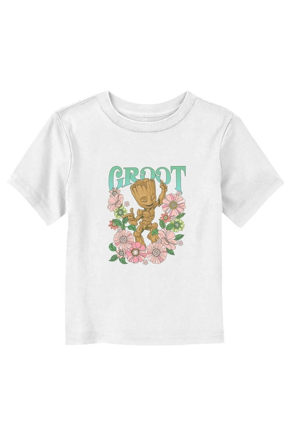 Toddler's Guardians of the Galaxy Groot Floral Dance Graphic Tee White 2T