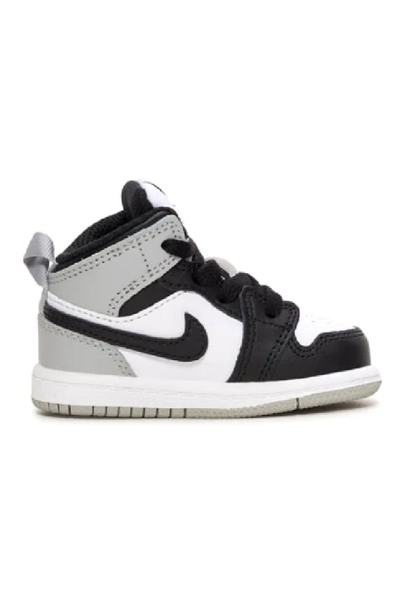 Toddler's Jordan 1 Mid White/Black-LT Smoke Grey (DQ8425 101) - 10