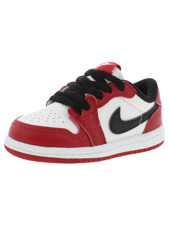 Air Jordan 1 Retro Low Original Leather Infant/Toddler Shoes Size 8, Color: Varsity Red/Summit White/Black