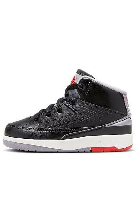 Toddler's Jordan 2 Retro Black/Cement Grey-Fire Red (DQ8563 001) - 7