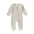 thumbnail image 1 of Toddler's Jumpsuits, Rompers & Overalls Toddler Kids Boys Girls Fashion Comfortable Solid Color Zipper Long Sleeve Crawling Romper New Casual Winter Jumpsuits Gray 9 Months, 1 of 5