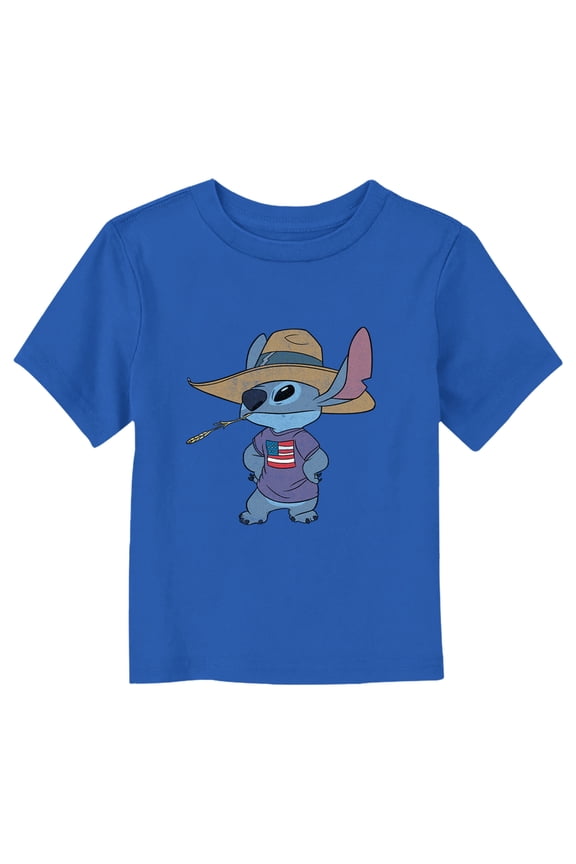 Toddler's Lilo & Stitch American Pride Graphic Tee Royal Blue 4T