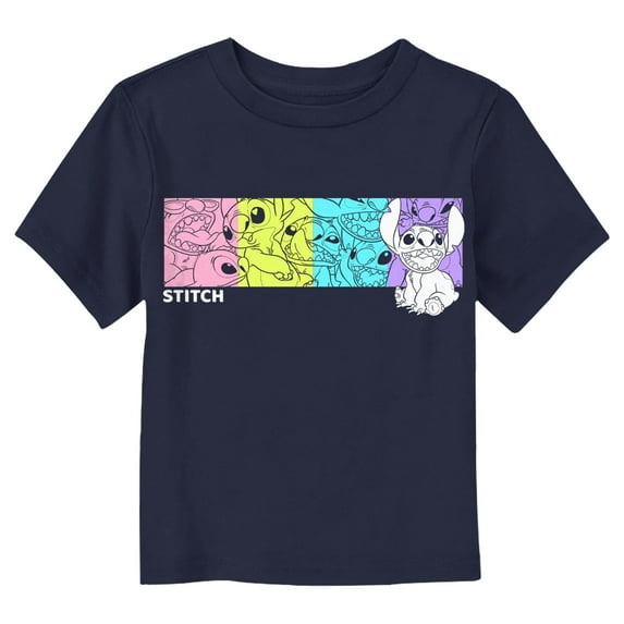 Toddler's Lilo & Stitch Colorful Four Box Panel Graphic Tee Navy Blue 2T