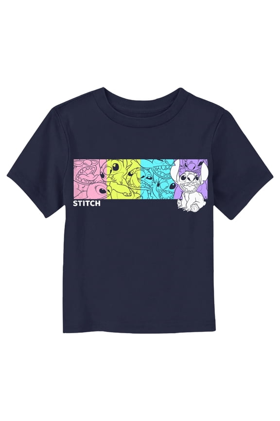 Toddler's Lilo & Stitch Colorful Four Box Panel Graphic Tee Navy Blue 3T