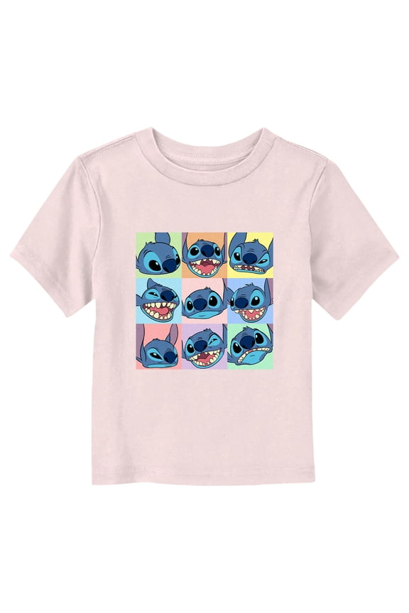 Toddler's Lilo & Stitch Facial Expressions Grid Graphic Tee Light Pink 4T