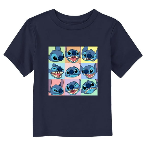 Toddler's Lilo & Stitch Facial Expressions Grid Graphic Tee Navy Blue 2T