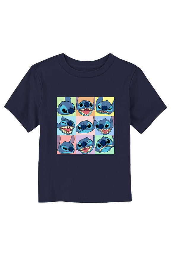 Toddler's Lilo & Stitch Facial Expressions Grid Graphic Tee Navy Blue 2T