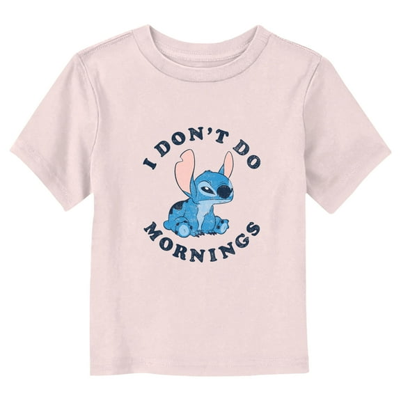 Toddler's Lilo & Stitch I Don't Do Mornings  Graphic Tee Light Pink 2T