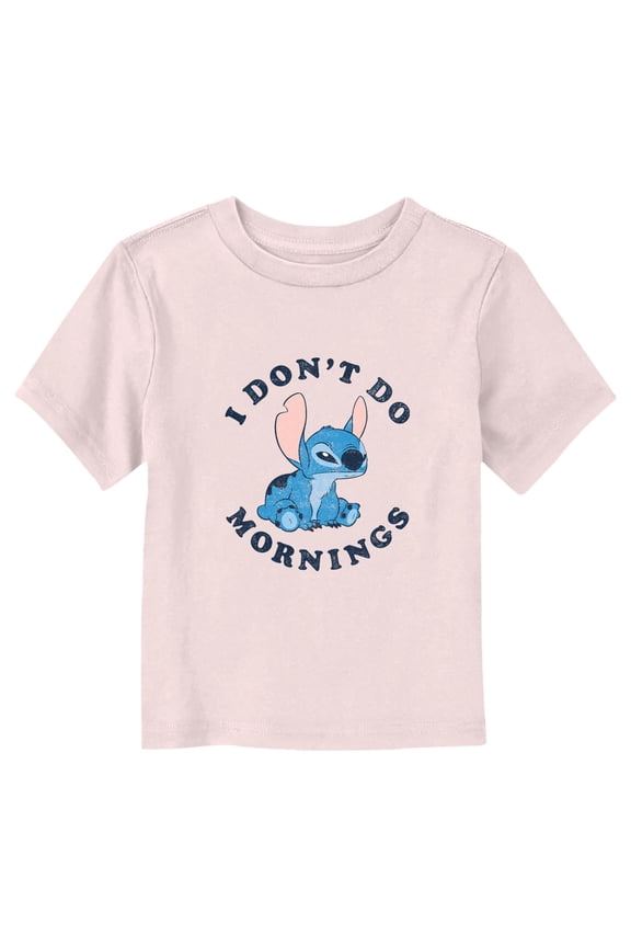 Toddler's Lilo & Stitch I Don't Do Mornings Graphic Tee Light Pink 2T