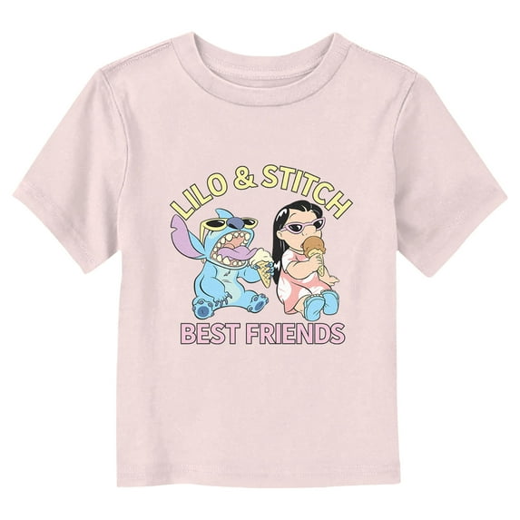 Toddler's Lilo & Stitch Ice Cream & Best Friends Portrait Graphic Tee Light Pink 5T