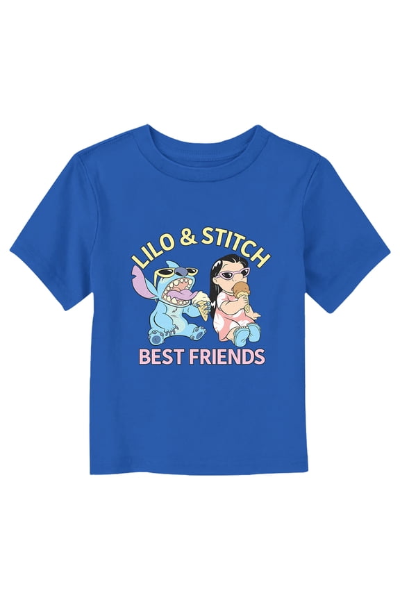 Toddler's Lilo & Stitch Ice Cream & Best Friends Portrait Graphic Tee Royal Blue 4T