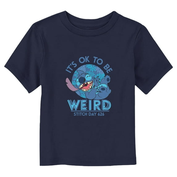 Toddler's Lilo & Stitch It’s Ok to Be Weird Motto Graphic Tee Navy Blue 2T