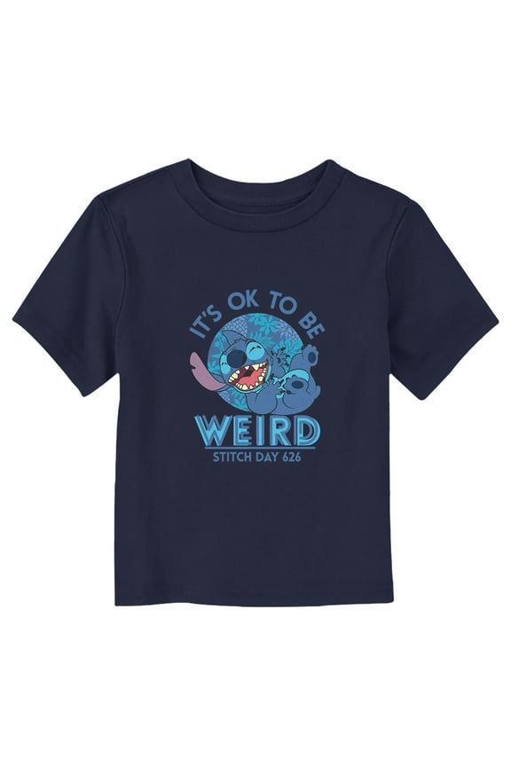 Toddler's Lilo & Stitch It’s Ok to Be Weird Motto Graphic Tee Navy Blue 2T