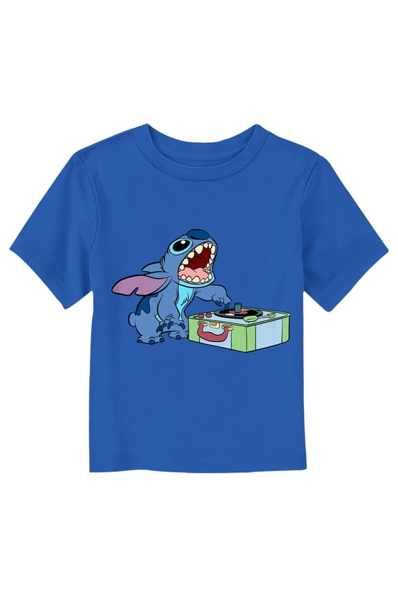 Toddler's Lilo & Stitch Record Scratch Master Graphic Tee Royal Blue 4T