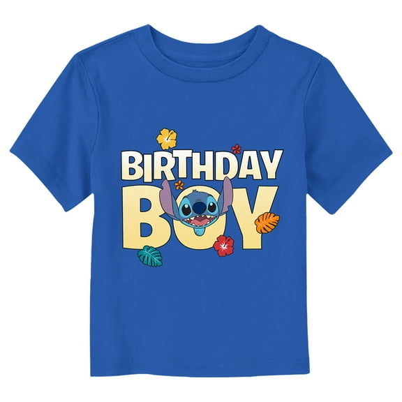 Toddler's Lilo & Stitch Tropical Birthday Boy Graphic Tee Royal Blue 3T