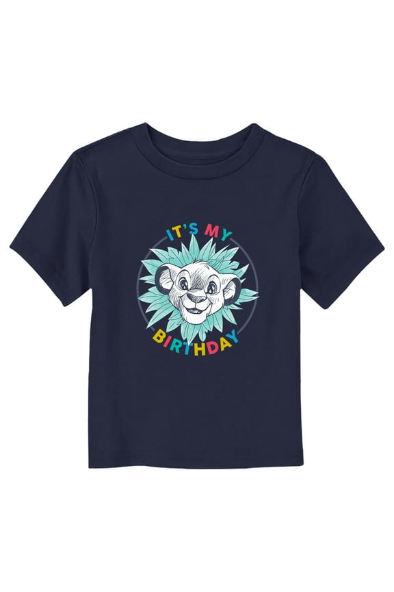 Toddler's Lion King Simba It's My Birthday Graphic Tee Navy Blue 3T