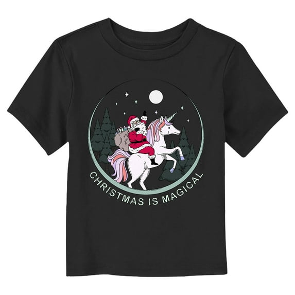 Toddler's Lost Gods Christmas Is Magical Graphic Tee Black 2T
