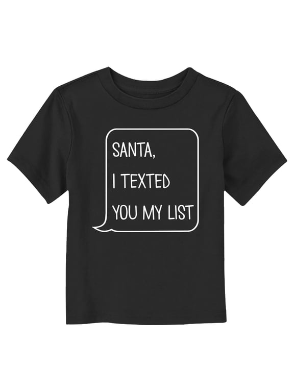 Toddler's Lost Gods Santa I Texted You My List Graphic Tee Black 2T