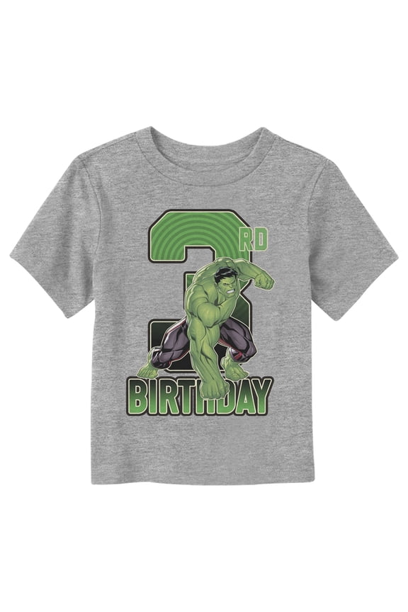 Toddler's Marvel 3rd Birthday Hulk Graphic Tee Athletic Heather 3T