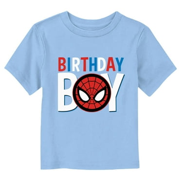 Toddler's Marvel Birthday Boy Spider-Man Logo  Graphic Tee Light Blue 2T