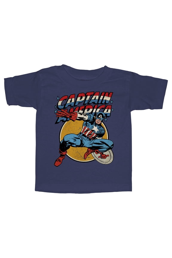 Toddler's Marvel Captain America Shield Graphic Tee Navy Blue 3T