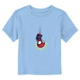 thumbnail image 1 of Toddler's Marvel Chibi Spider-Man Hanging Upside Down Graphic Tee Light Blue 3T, 1 of 3