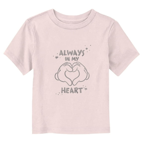 Toddler's Mickey & Friends Always in My Heart Hands  Graphic Tee Light Pink 3T