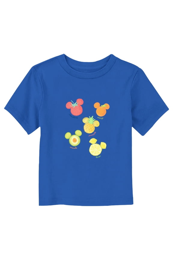 Toddler's Mickey & Friends Assorted Fruit Names  Graphic Tee Royal Blue 4T