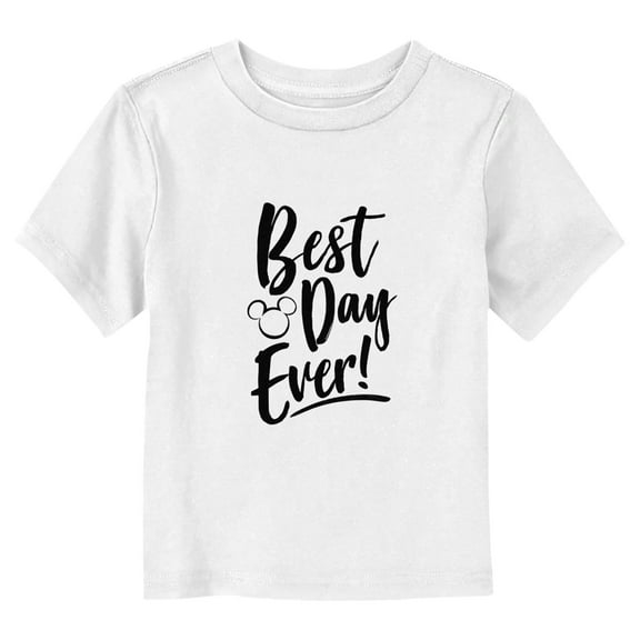 Toddler's Mickey & Friends Best Day Ever Silhouette Logo  Graphic Tee White 2T