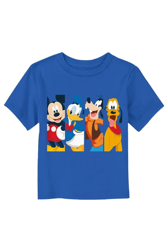 Toddler's Mickey & Friends Best Friends Panels Graphic Tee Royal Blue 3T