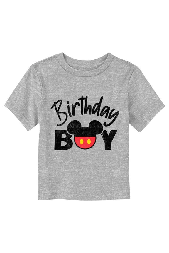 Toddler's Mickey & Friends Birthday Boy Mousey Silhouette Graphic Tee Athletic Heather 2T