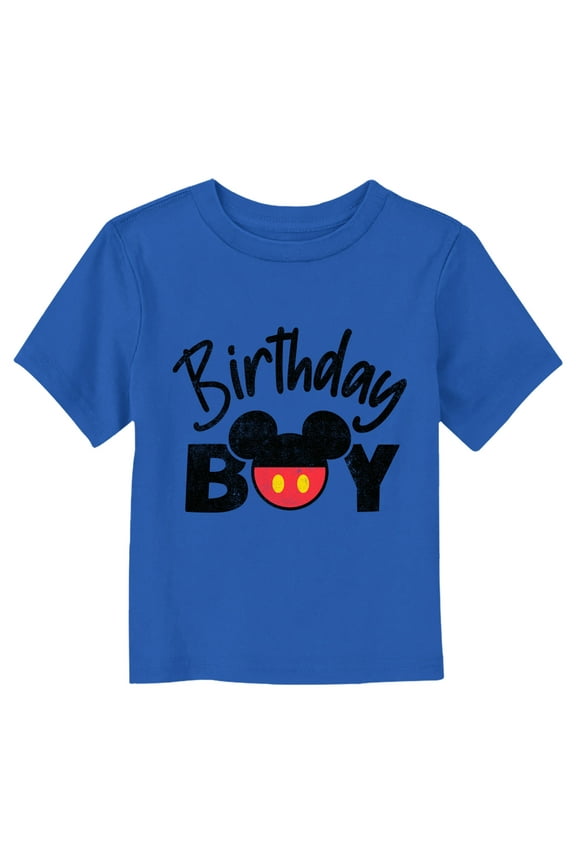 Toddler's Mickey & Friends Birthday Boy Mousey Silhouette  Graphic Tee Royal Blue 3T