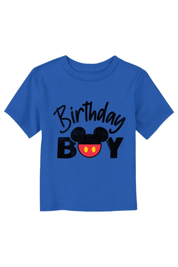 Toddler's Mickey & Friends Birthday Boy Mousey Silhouette Graphic Tee Royal Blue 4T
